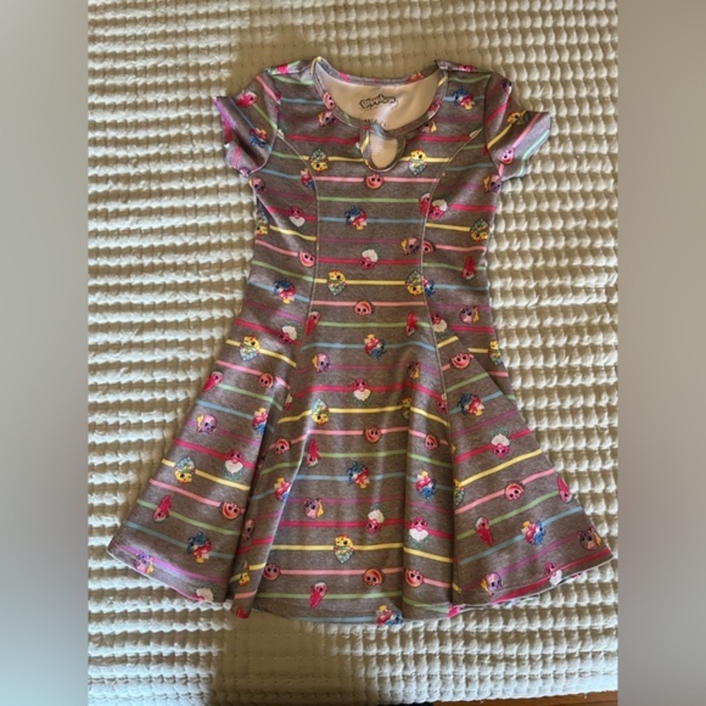Shopkins Pink and Gray Striped Kids Dress